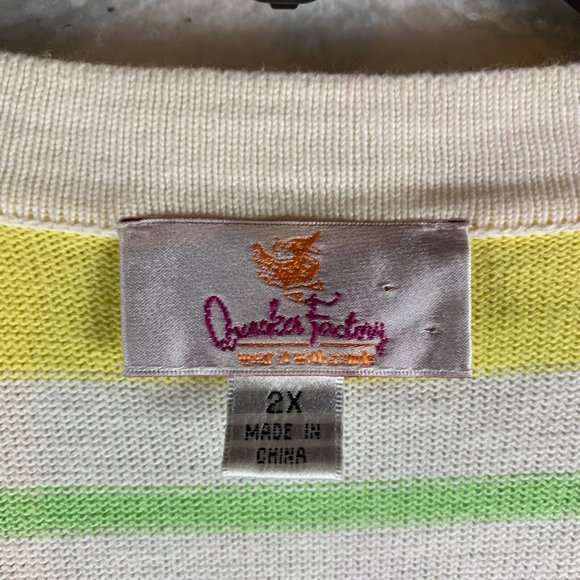 Quacker Factory Women's Multicolor Stripe Cotton Cardigan Sweater Size 2X 8747 - Picture 3 of 10